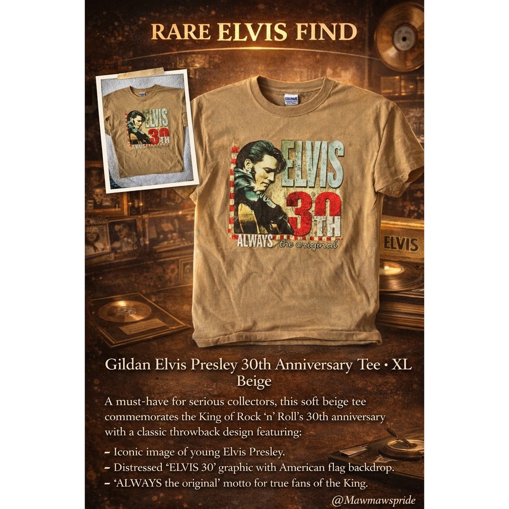 Elvis Presley‎ 30th Anniversary T Shirt  XL Beige
